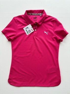 Girls Youth Bright Pink Puma Golf Polo Shirt Large NWT